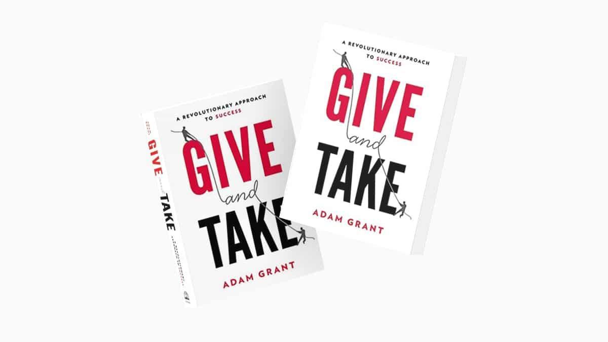 1 give him this book. Grant, Adam "think again". Give take. Logo give book.