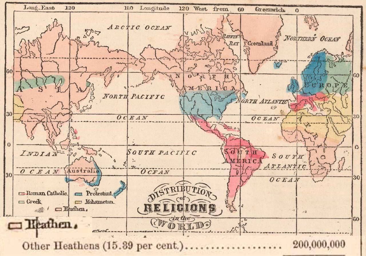 Карта мира 1865 год