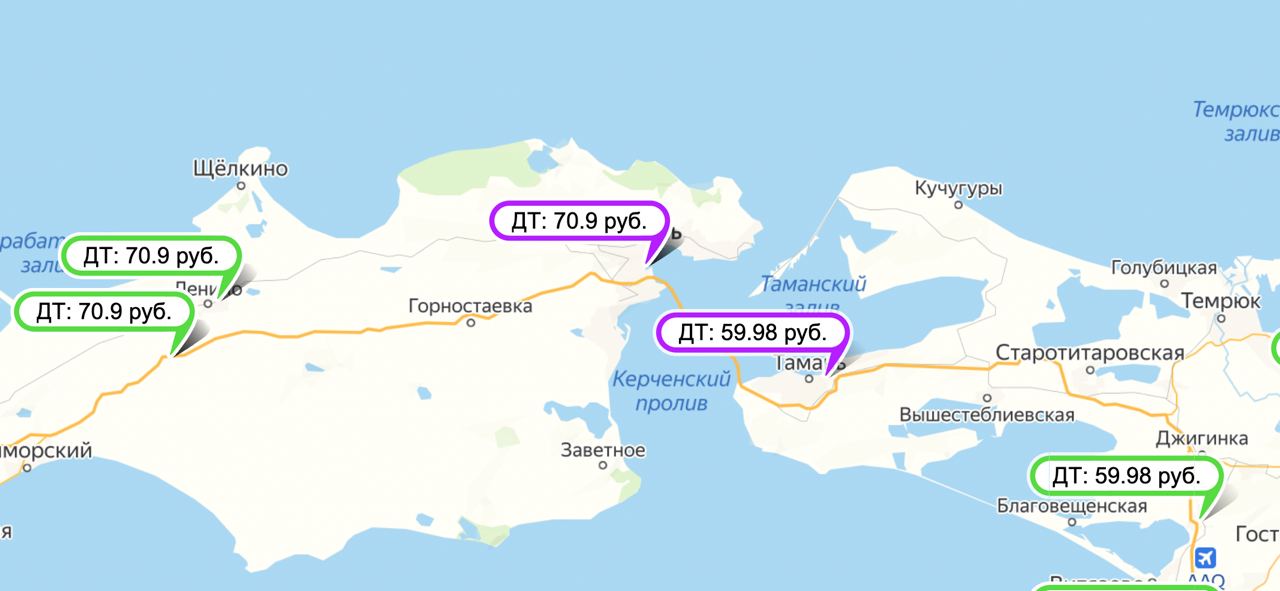 Заправки в Крыму на карте. Почему нельзя в крым